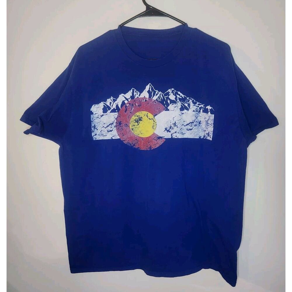 Colorado Mountains Short Sleeve T-shirt Men's Large Blue 0697